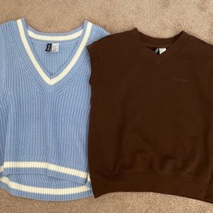 2 piece brown and blue sweatervest combo
